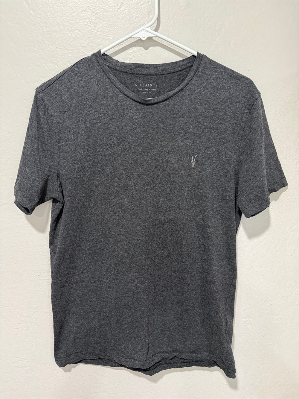 All Saints Men's Crew Tee in Charcoal Gray